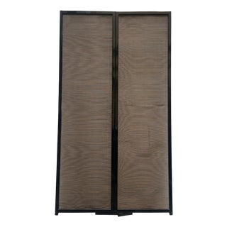 Black Lacquered Wood and Natural Cane Folding Screen, 1970 For Sale