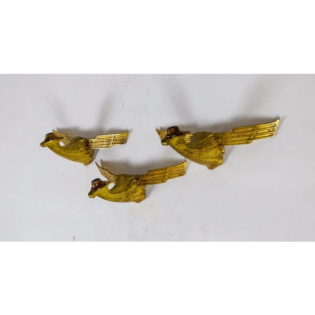 1920s Two Art Deco Gilt Bronze Avian Theater Sconces, Pair For Sale - Image 4 of 11