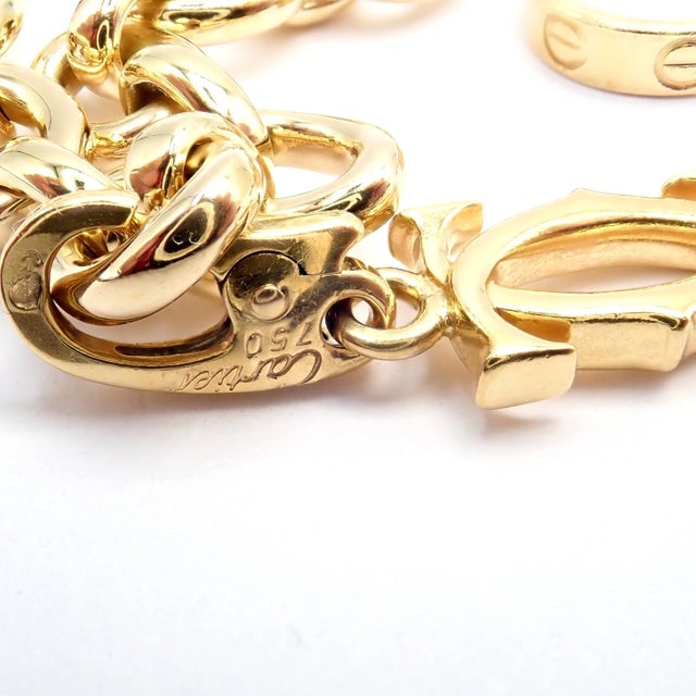 Authentic Cartier Yellow Gold Love Trinity Double C Charm Link Bracelet 1995 For Sale - Image 13 of 13