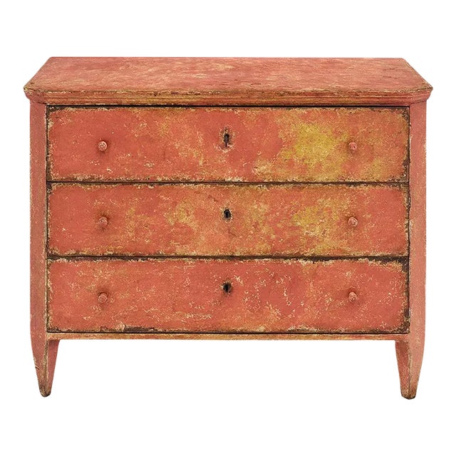 Salmon Painted Italian Chest, Circa 1910 For Sale