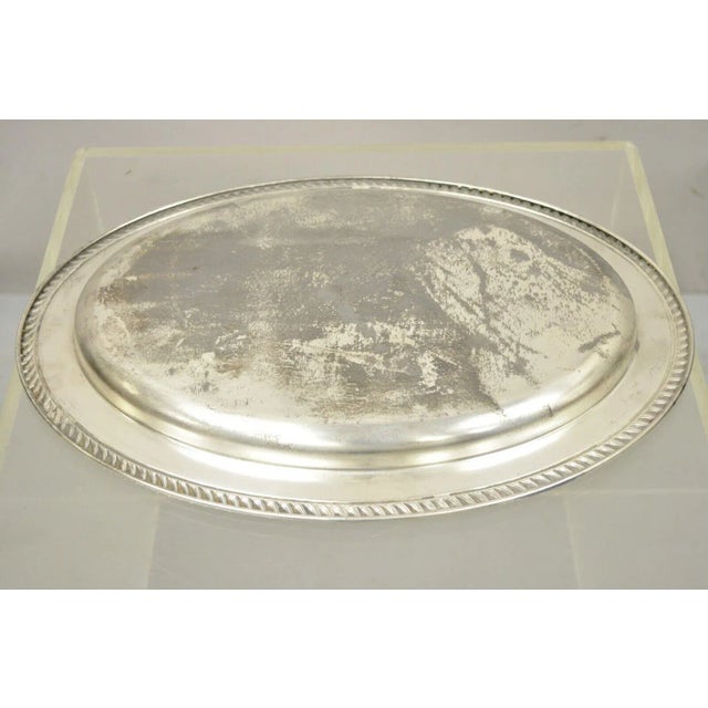 Vintage English Regency Style Silver Plated 12" Oval Serving Dish Platter For Sale - Image 10 of 13