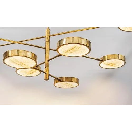 Metal Ivory Onyx and Brass Chandelier by Silvio Piattelli For Sale - Image 7 of 13