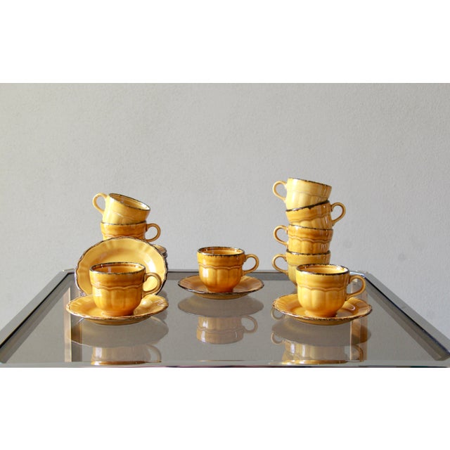 Vintage Amber Cups and Saucers from Pagnossin, 1970s, Set of 4 For Sale - Image 4 of 11
