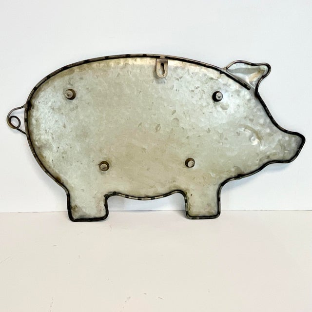 1980s Vintage Farmhouse Arts & Crafts Boho Chic Pig Galvanized Tray. For Sale - Image 6 of 9