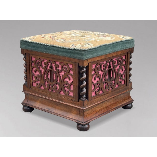 Antique Victorian Rosewood Piano Stool, 1860 For Sale - Image 13 of 13