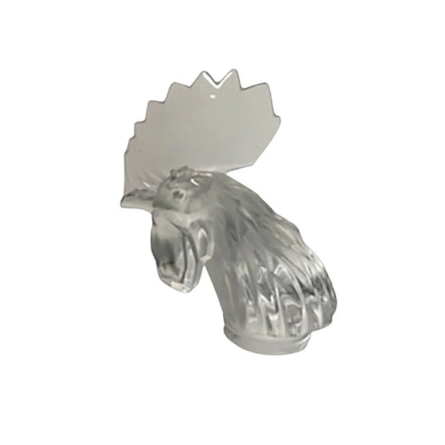 Art Deco Lalique Tete De Coq Rooster Hood Ornament For Sale - Image 3 of 7