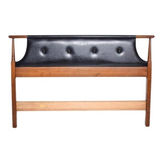 Mid Century Modern Dillingham Tufted Walnut Full Headboard For Sale