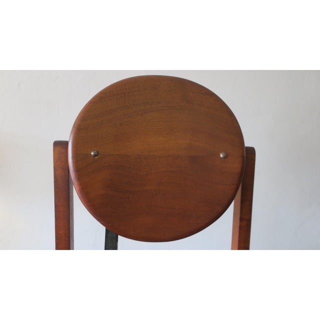 Brown Mid-Century Brutalist Teak and Patinated Steel Dining Table & Chairs, Set of 7 For Sale - Image 8 of 18
