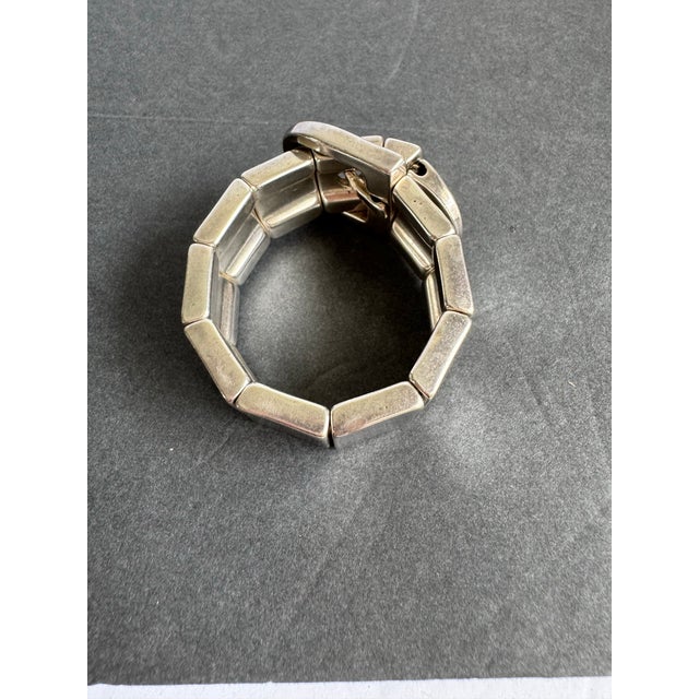 Late 20th Century Uno De 50 Belt Buckle Bracelet Chunky Sterling Silver Plated Rare Retired For Sale - Image 5 of 12