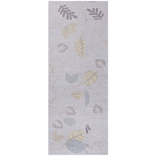 Contemporary Aubusson Light Gray Flatweave Runner "Zephyra" by Doris Leslie Blau For Sale