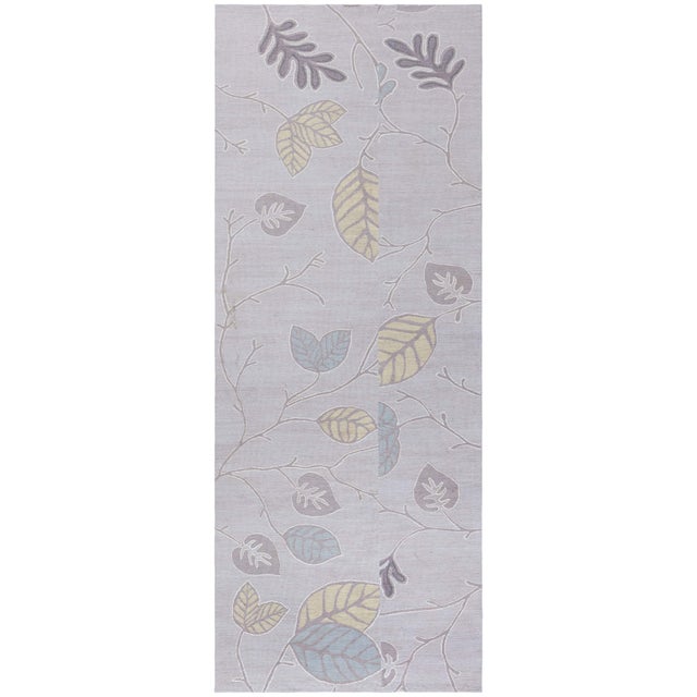Contemporary Aubusson Light Gray Flatweave Runner "Zephyra" by Doris Leslie Blau For Sale