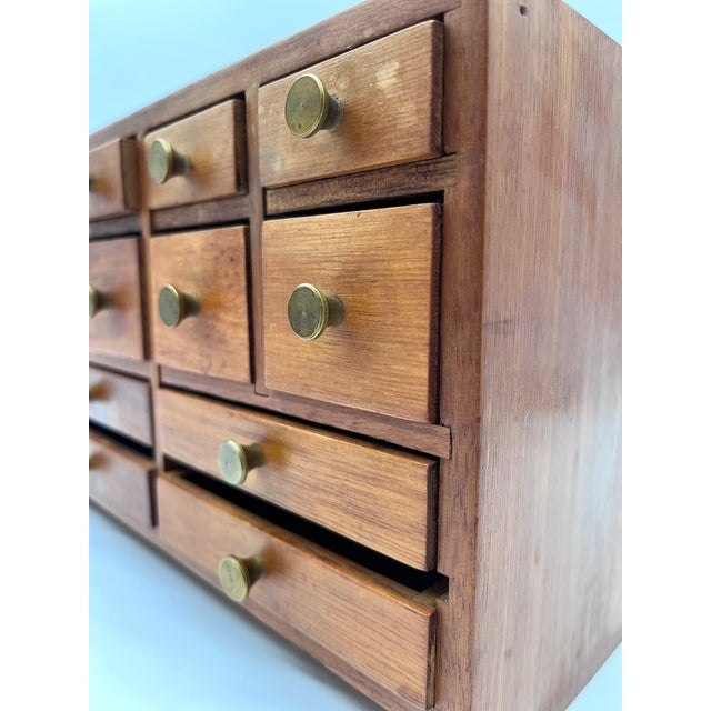 Mid-Century Modern Miniature Collector's Cabinet in Dark Precious Wood with 12 Drawers, Denmark, 1960s For Sale - Image 13 of 14