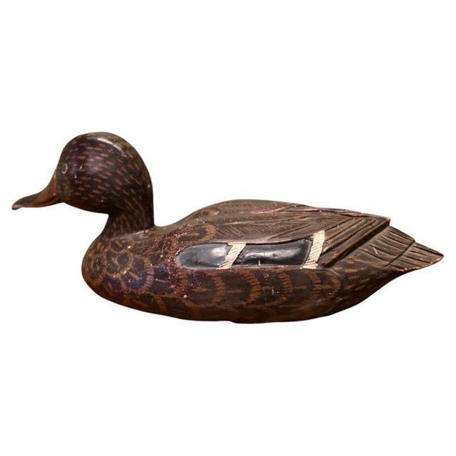 Wood 19th Century Painted and Carved Duck For Sale - Image 7 of 7