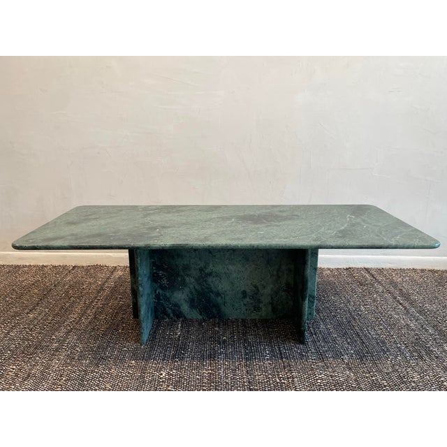 1970s Vintage Rainforest Green Marble Coffee Table For Sale In Chicago - Image 6 of 11