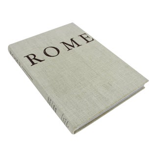 1972 Rome Coffee Table Book Travel Souvenir Italy Italian Cream Linen Cover For Sale