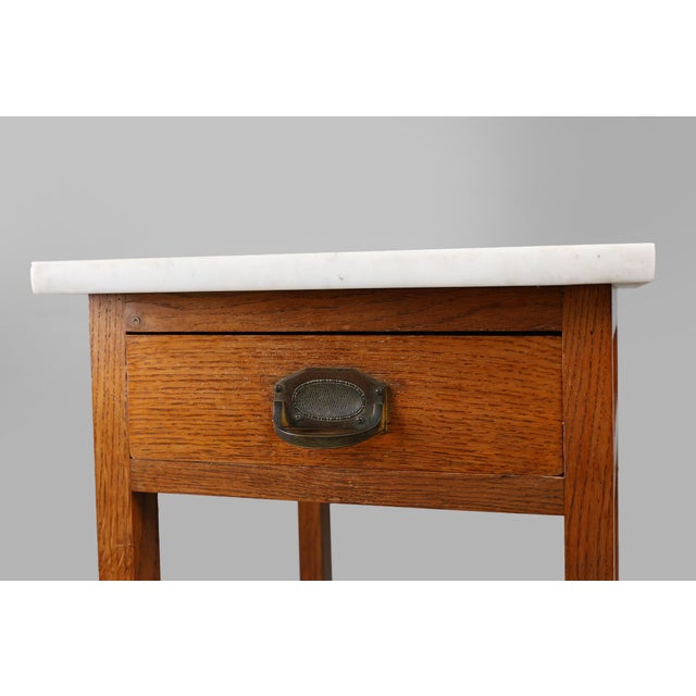 Mid-Century Modern Art Deco French Night Stand with Carrara Marble Top, 1920s For Sale - Image 3 of 12