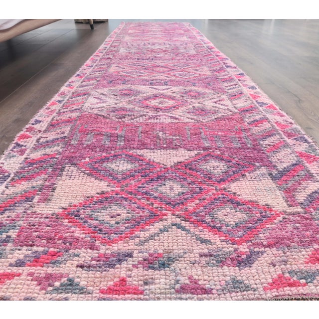 Turkish Vintage Turkish Hand-Knotted Runner For Sale - Image 3 of 9