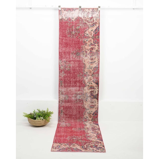Vintage Turkish Hand-Knotted Runner rug is a semi-antique vintage runner rug. The '70s Eastern region of Anatolian's...