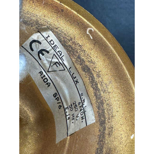 Glass Brass and Glass 6-Light Pendant Lantern from Ideal Lux, 1990s For Sale - Image 7 of 9