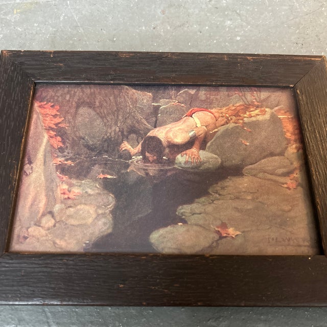 1910’s print of “The magic pool” by NC Wyeth. Measures 6.5x4.5 / 7.75x5.5 framed. Check out my shop Robins Egg Gallery for...