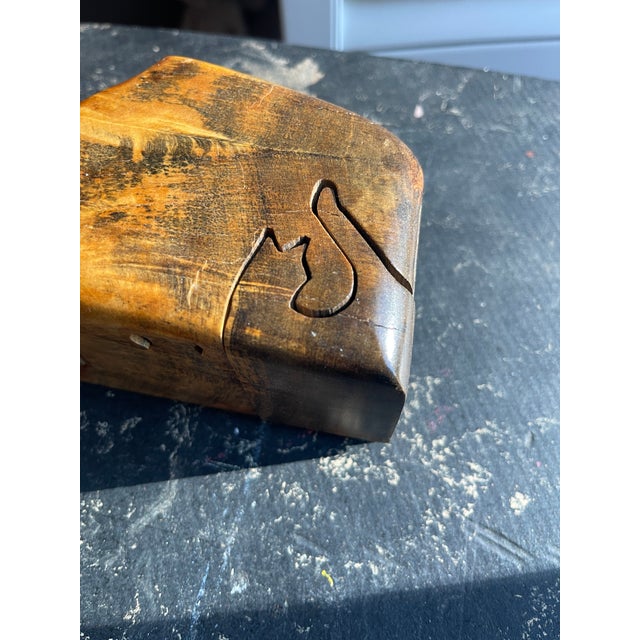 Richard Rothbard Hand Made Burl Wood Cat Puzzle Jewelry Box 20th Century For Sale - Image 11 of 12