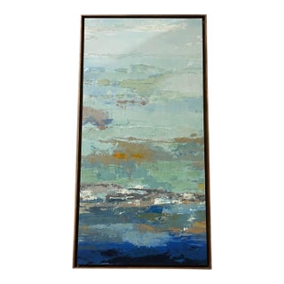 Large Blue Green Textured Abstract Wall Art For Sale