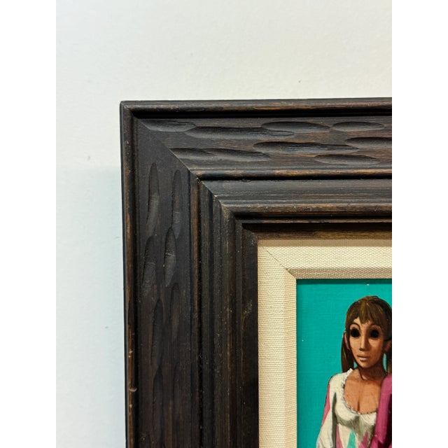 Jean Pierre Terrier Oil on Canvas Three women with harlequin in background 16 x 14.75 Framed 10.5 x 8.5 unframed