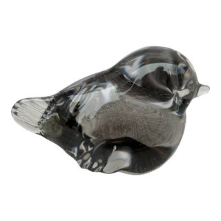 Vintage Smokey Gray Art Glass Bird Figure For Sale
