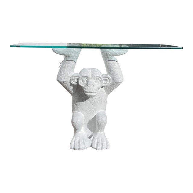 1970s Monkey Form Composite & Glass Console Sofa Table For Sale