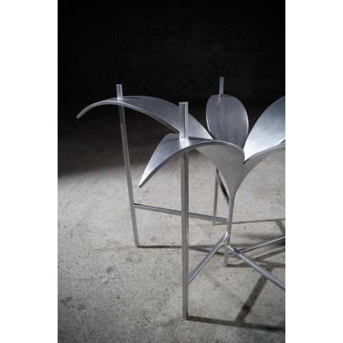 Metal Coffee Table for a Botanist in Steel and Glass by Frederic Gaillard For Sale - Image 7 of 8