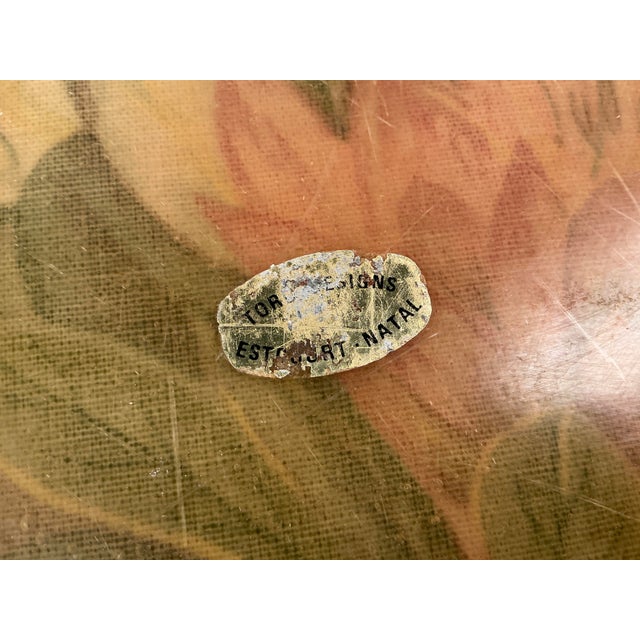 Cream Vintage Exotic Flower Fabric Covered Tray For Sale - Image 8 of 11