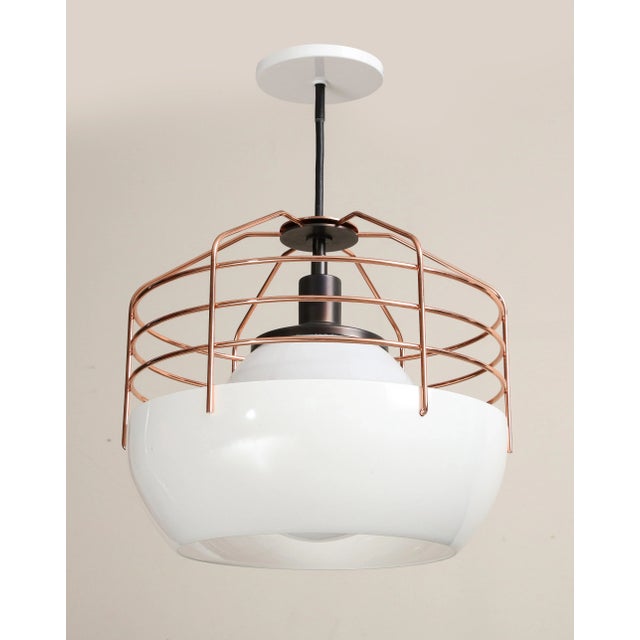 Industrial Style White and Copper-Plated Pendant Light by Roll & Hill For Sale - Image 13 of 13
