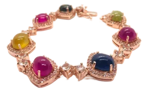 Bochic “Capri” Vintage Fancy Sapphire & Ruby Bracelet Set In 18K & Silver