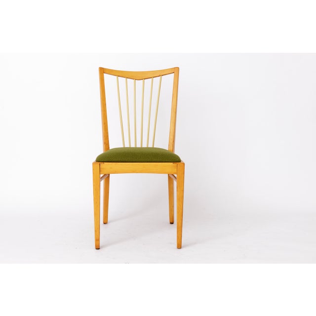 Set of Mid-Century Modern German Chairs in Beech Wood & Fresh Green Upholstery, German, 1950s, Set of 2 For Sale - Image 10 of 11