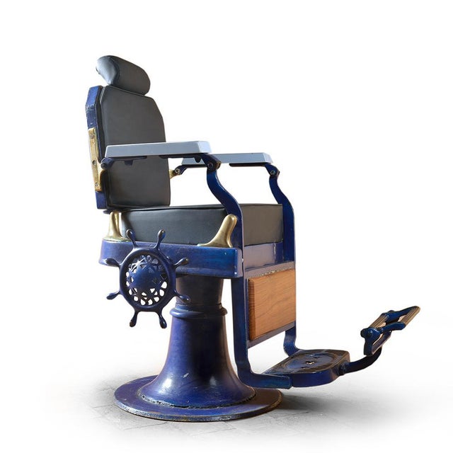 Blue Barber Chair For Sale - Image 6 of 6