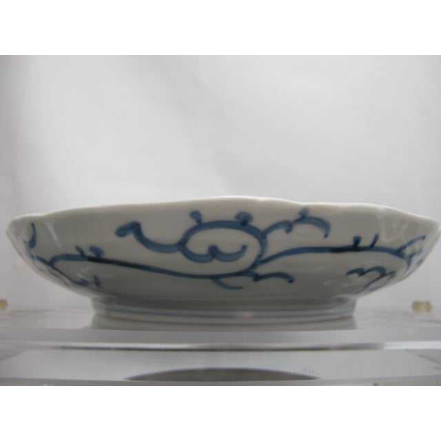 Japanese Blue & White Sansu Sometsuke Mountain Landscape Village Plate Set of 3 For Sale - Image 9 of 11