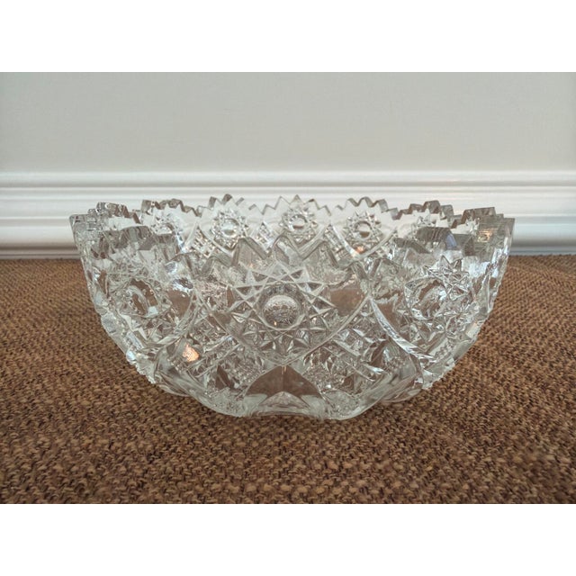 American Antique Northwood Pressed Glass Starburst Bowl With Hobstar Motif For Sale - Image 3 of 6