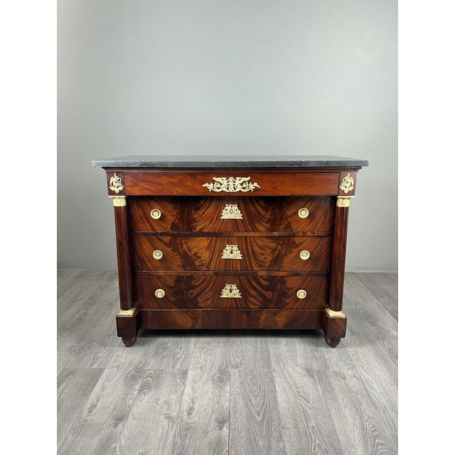 19th Century Empire-Style Mahogany Chest of Drawers For Sale - Image 10 of 13