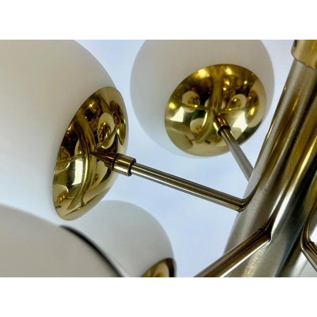 Mid-Century Modern Mid-Century Atomic Brass 9-Arm Chandelier, 1970s For Sale - Image 3 of 15