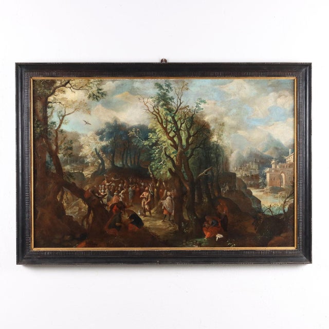 Flemish School Artist, The Preaching of St. John, 1600s-1700s, Oil on Canvas, Framed For Sale - Image 16 of 16