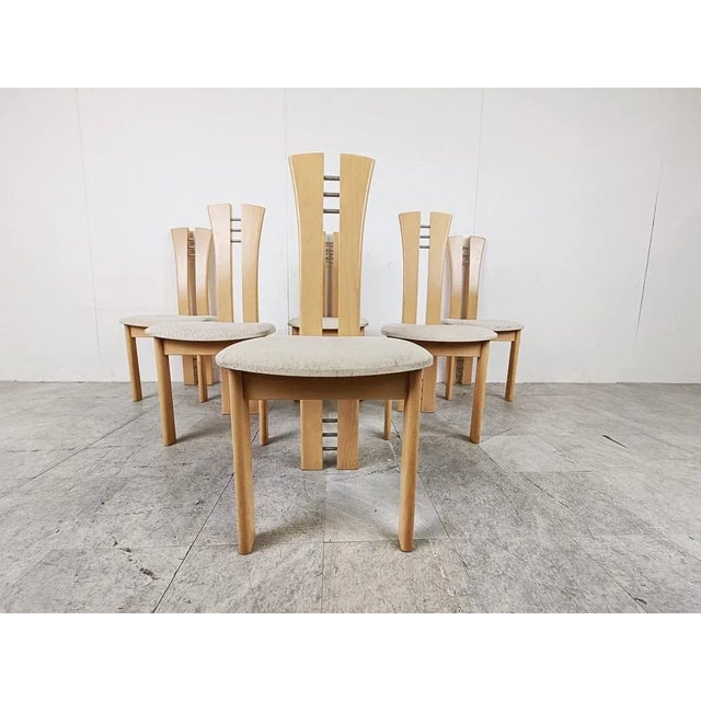 Wooden High Back Dining Chairs, 1990s, Set of 6 For Sale - Image 10 of 10