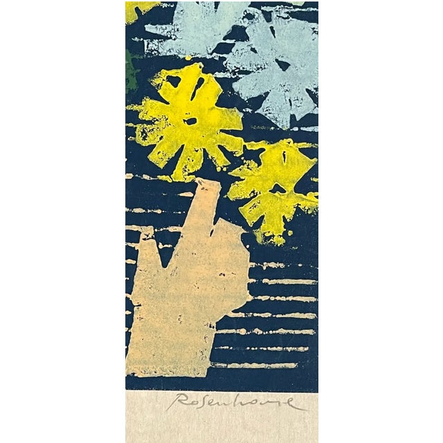 Mid-Century Modern Irwin Rosenhouse Daisies Woodblock Artists Proof For Sale - Image 3 of 4