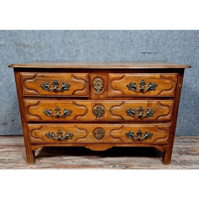 Wood Louis XV Style Crossbow-Shaped Chest of Drawers in Cherry Wood, 1900s For Sale - Image 7 of 7