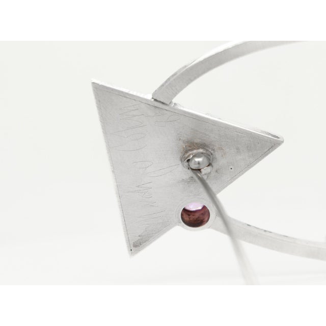 Mardi Jo Cohen 1980's Modernist Sterling Silver & Gemstone Brooch or Pin For Sale - Image 12 of 12