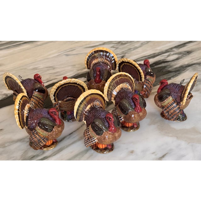 American Vintage Porcelain Turkey Motif Place Card Holders - Set of 8 For Sale - Image 3 of 13