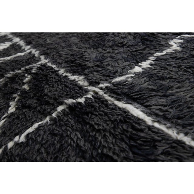 Modern Moroccan Style Charcoal Handmade Wool Rug by Apadana For Sale - Image 10 of 11