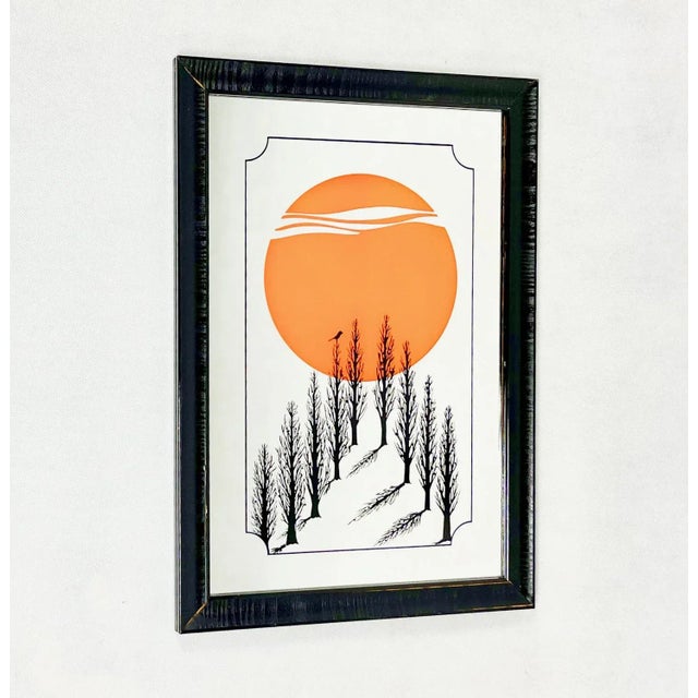 Vintage Japanese Mirror with Sunset, 1970s For Sale - Image 7 of 7