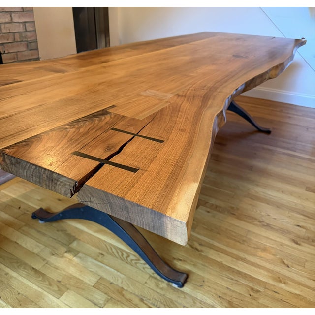 Contemporary Custom Handcrafted Black Walnut Dining Table With Sculptural Pedestal Base For Sale - Image 3 of 18
