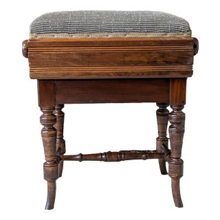 Victorian Mechanical Rise and Fall Piano Stool from Brooks Ltd, 1890s For Sale