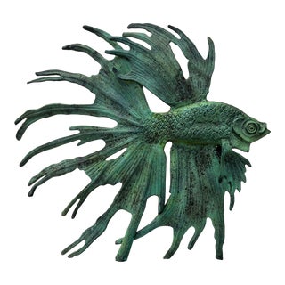 Vintage Verdigris Fish Sculpture For Sale